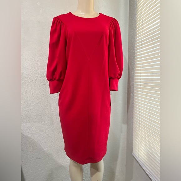 CALVIN KLEIN Jewel-Neck Puff-Sleeve Sheath Dress Women's size 8 - Picture 9 of 15